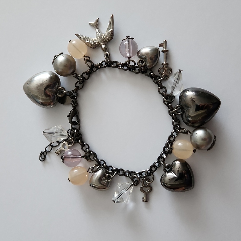 Hearts and keys charm bracelet